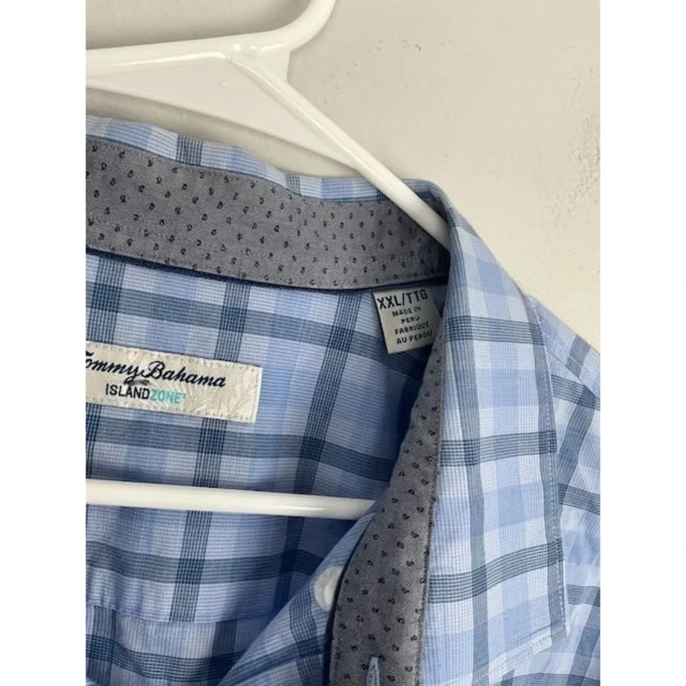 Tommy Bahama IslandZone Shirt XXL‎ Blue Plaid Long Sleeve Performance Stretch - Picture 5 of 9